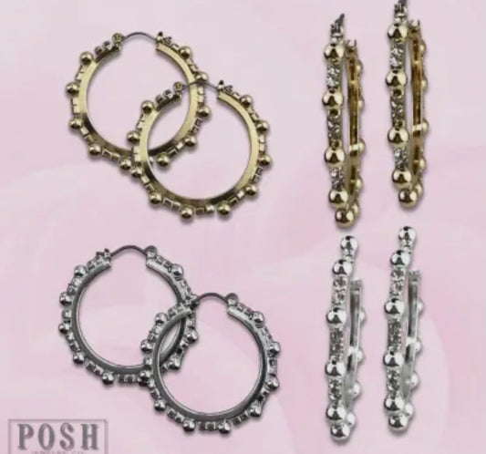 Gold & Silver Studded Hoops