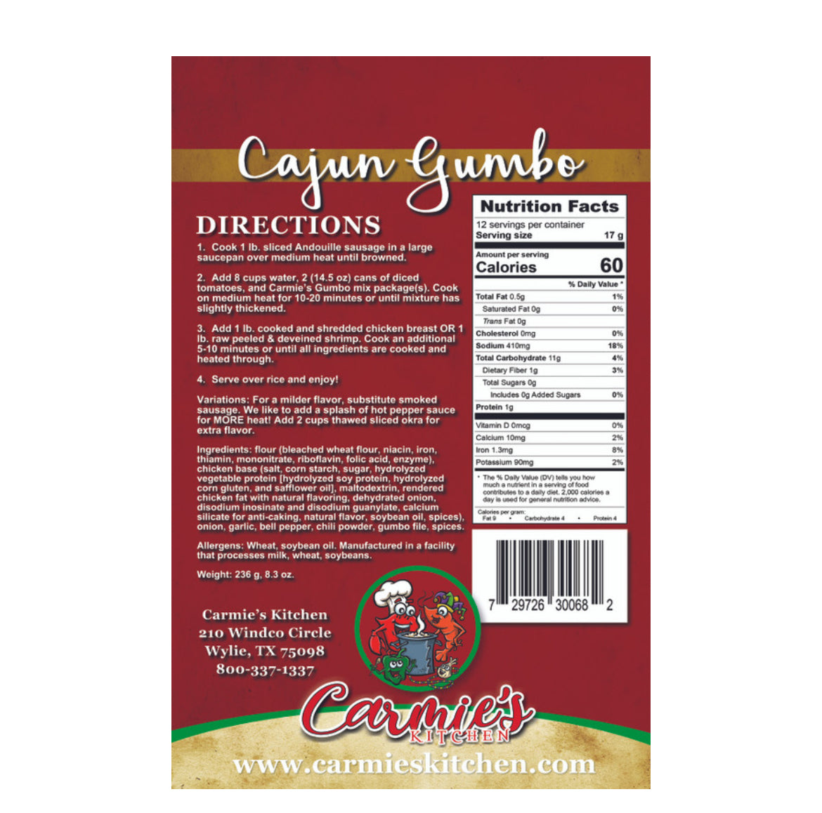 Carmie's Cajun Gumbo Soup Mix