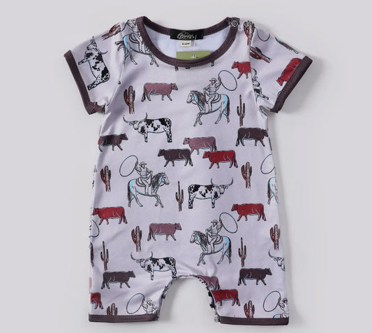 Roping cattle baby boy romper