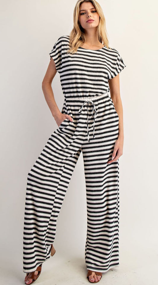 Stripe Tie Jumpsuit
