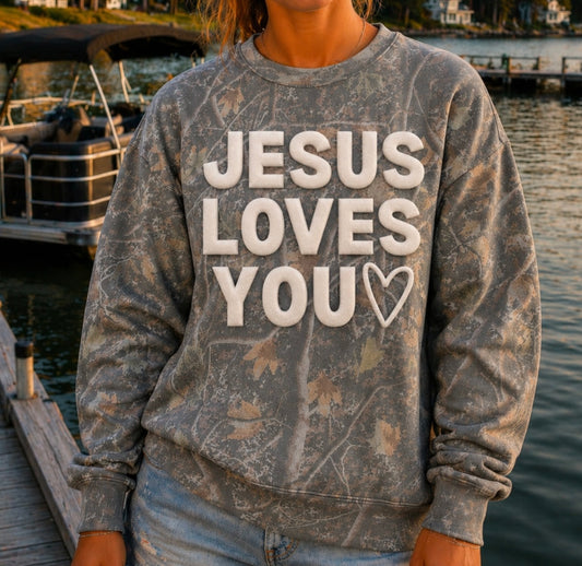 Camo Jesus Loves You Sweatshirt
