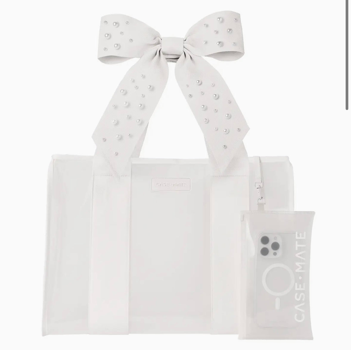 Case Mate Ivory Pearl Bow Jelly Tote Bag
