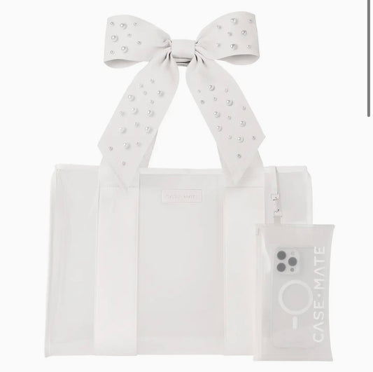 Case Mate Ivory Pearl Bow Jelly Tote Bag