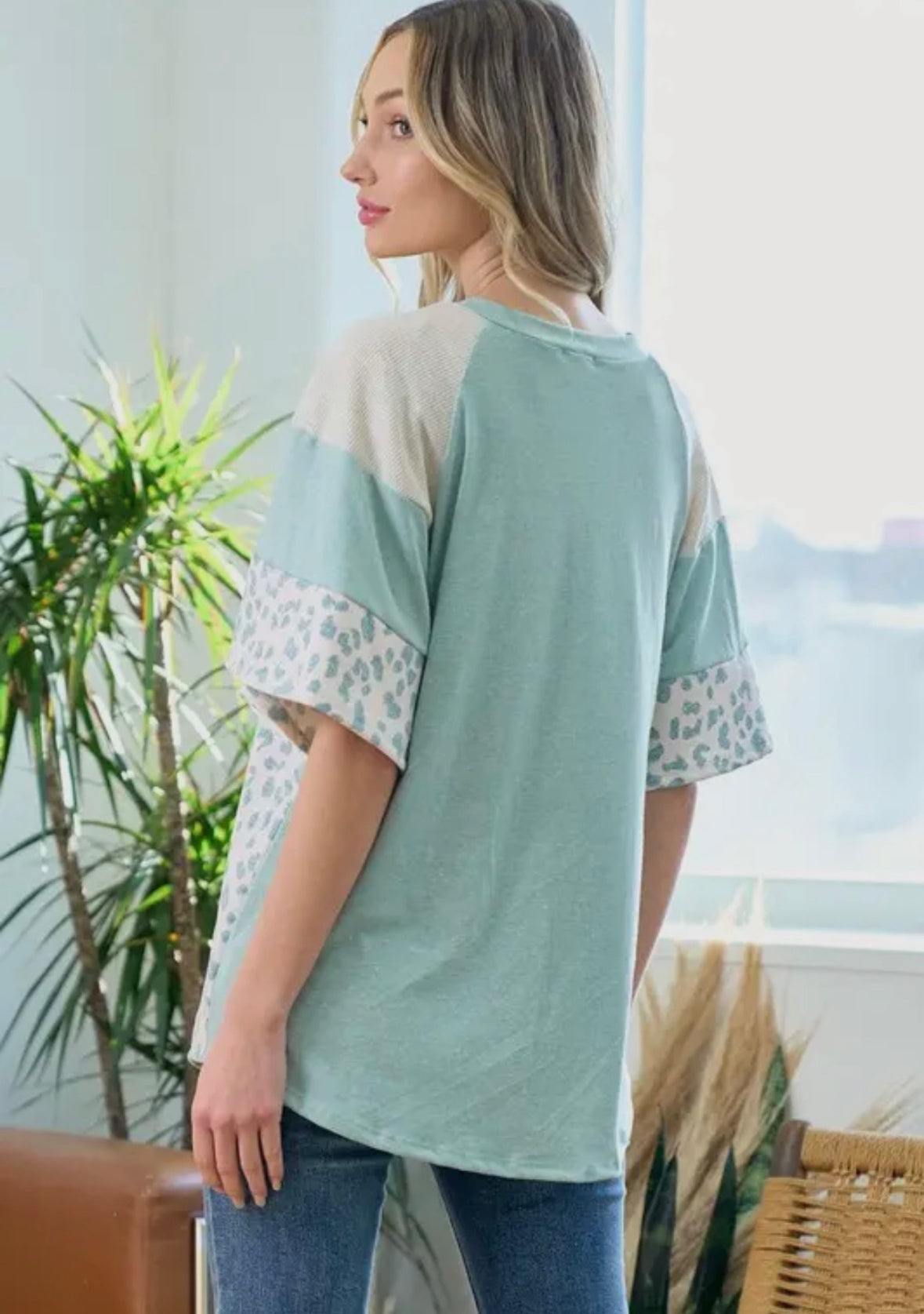Teal Leopard Blouse