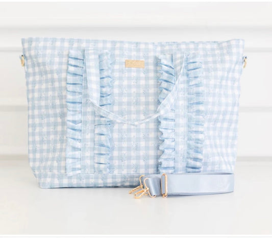 Hollis blue floral carry on bag
