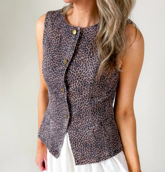 Leopard Button Vest