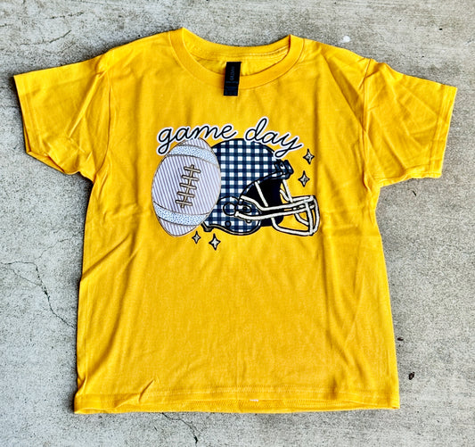 Seersucker Football Gold Game Day Tee