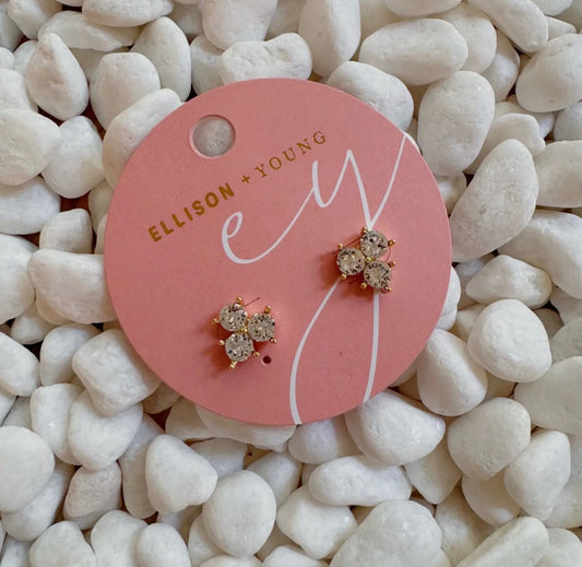 Three Stone Gold Earrings