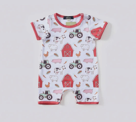 Barn farm boy romper