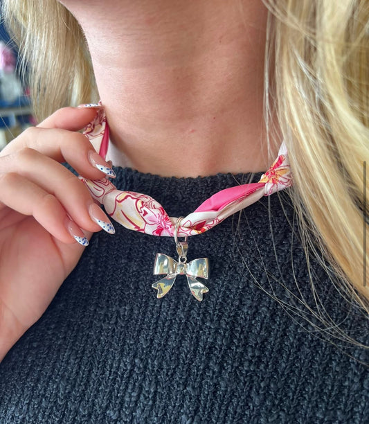 Sliver Bow Scarf Necklace