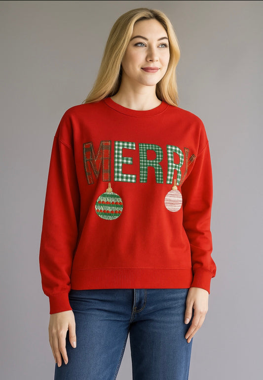 Red Pullover "MERRY" Top