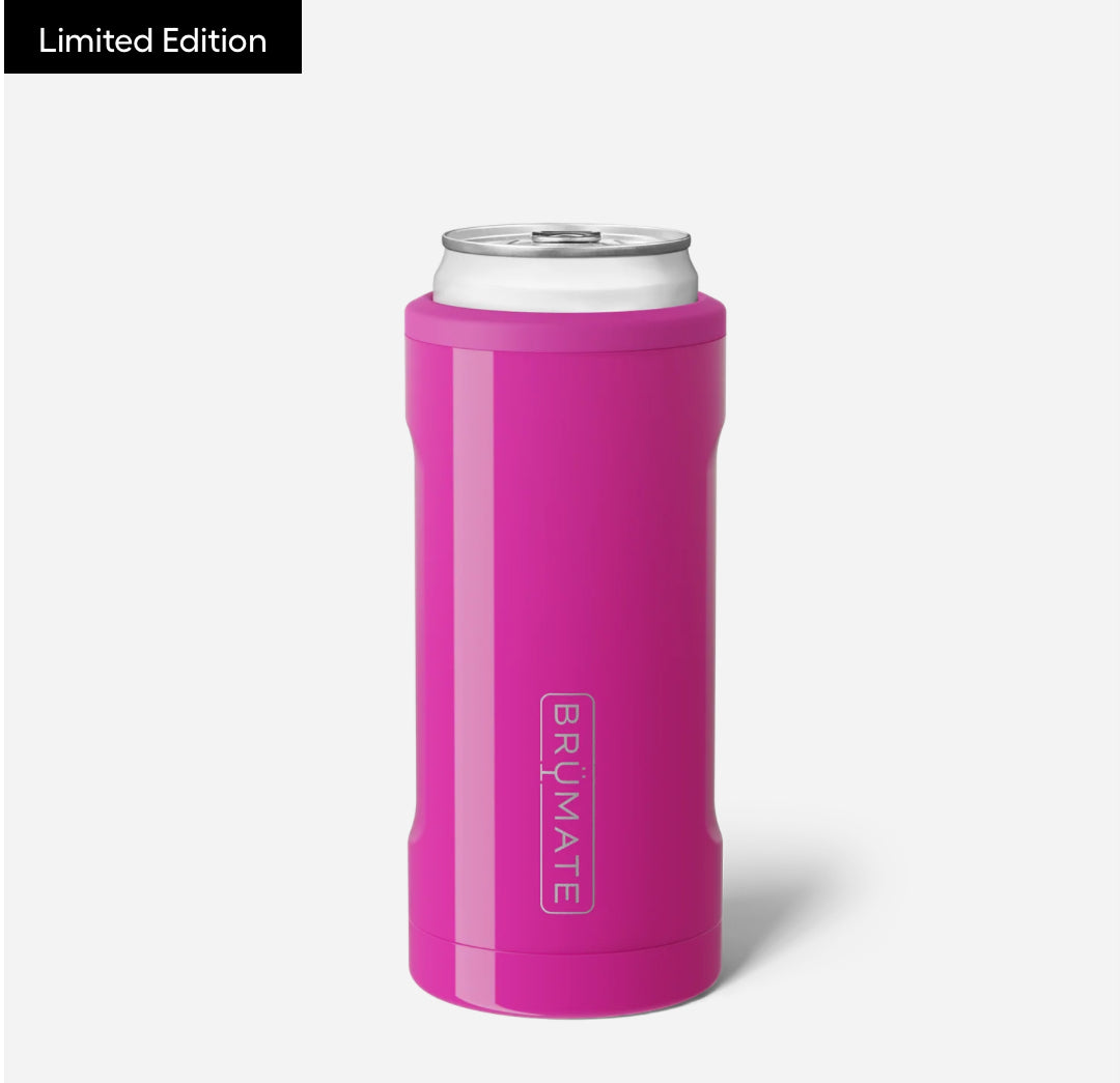 12oz Brümate Hopsulator Slim Can Cooler VIVID MAGENTA