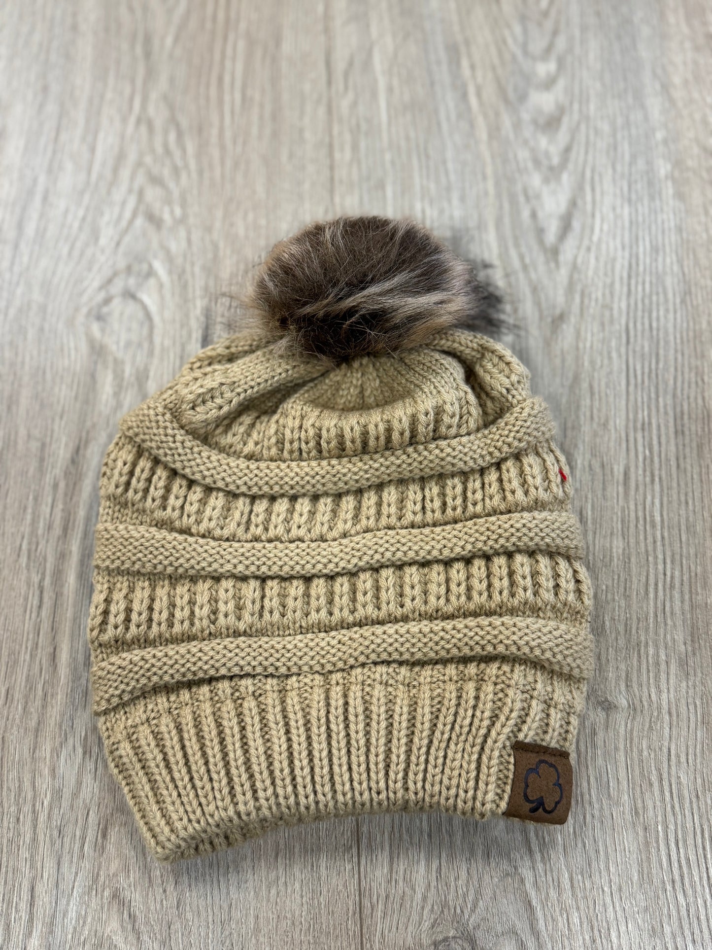 Girls Knit Beanie with Pom Pom