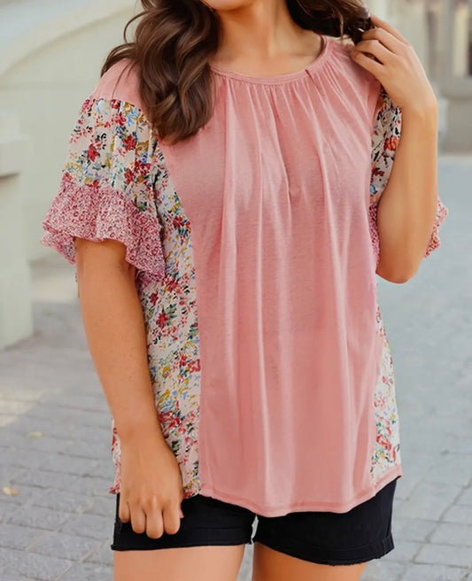 Plus Size Blush Bloom Ruffle Blouse