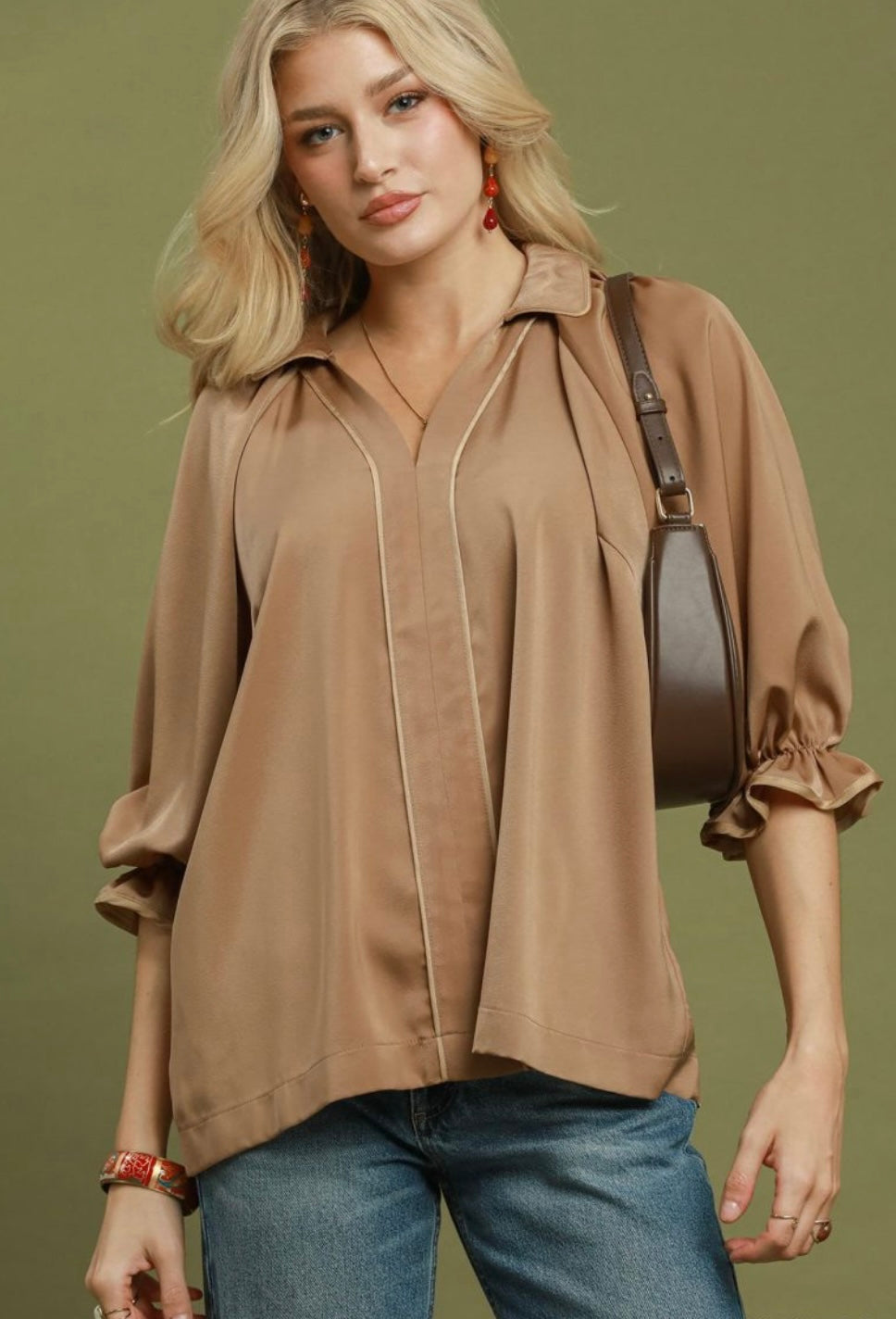 Collared Puff Sleeve Blouse
