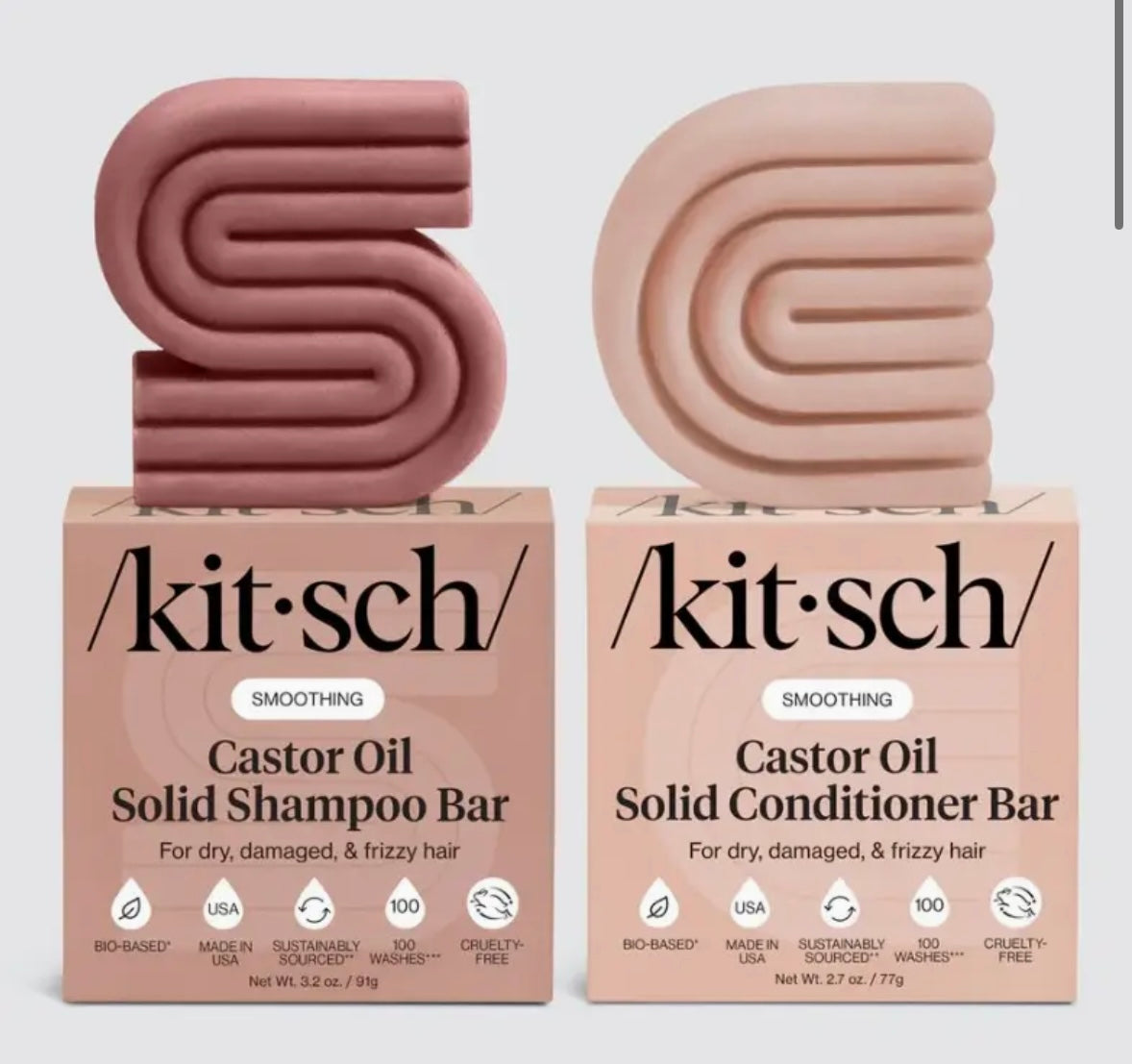 Kitsch Castor Oil Solid Shampoo & Conditioner