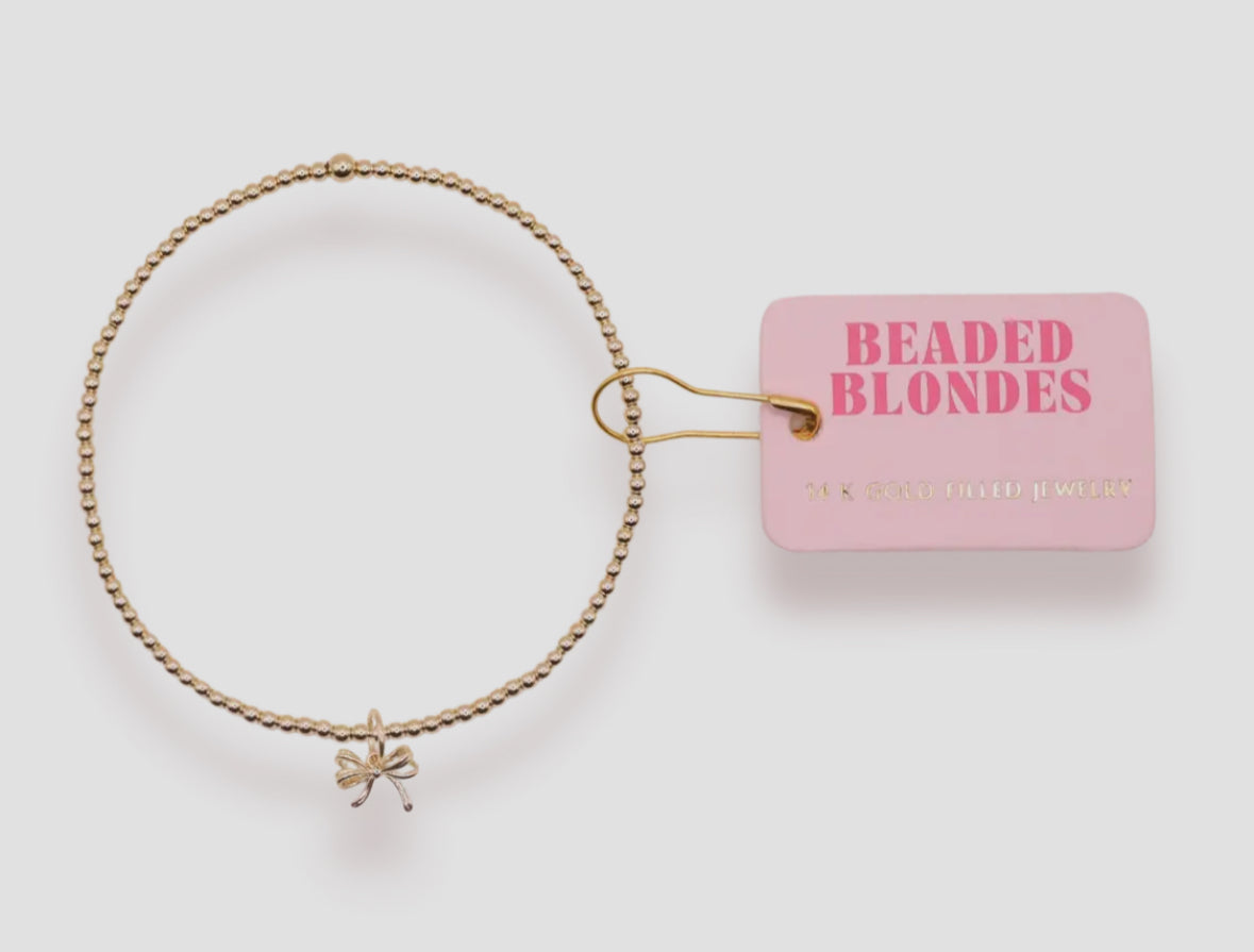 Gold Bow Beaded Bracelet