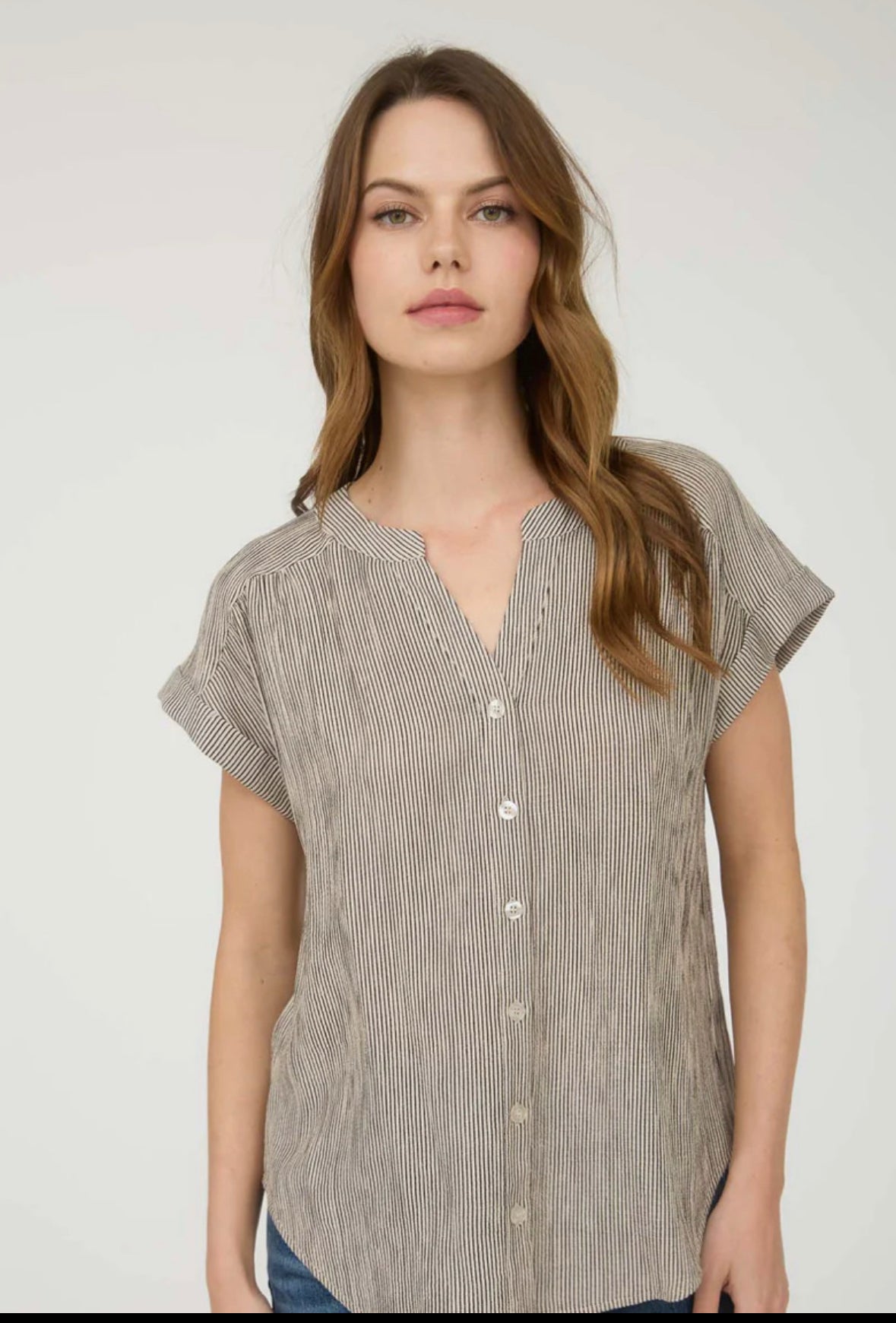 Blu Pepper Pinstripe Short Cuff Button Shirt