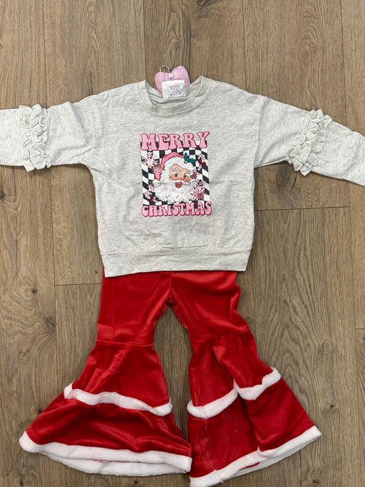 Retro Merry Christmas with Red Bell Bottoms Set