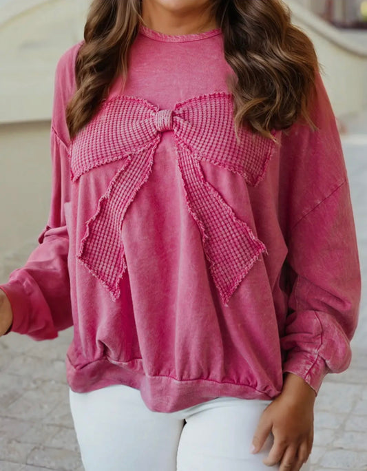 Plus Size Pink Bow Longsleeve