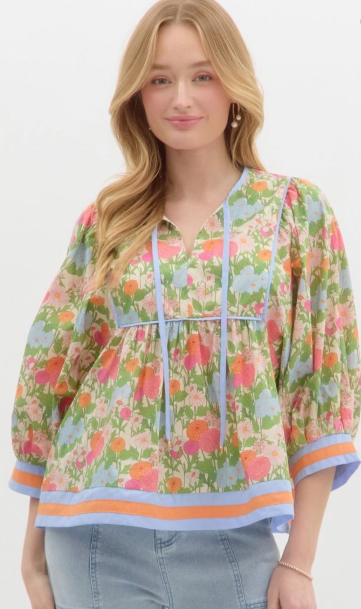 Floral half sleeve blouse