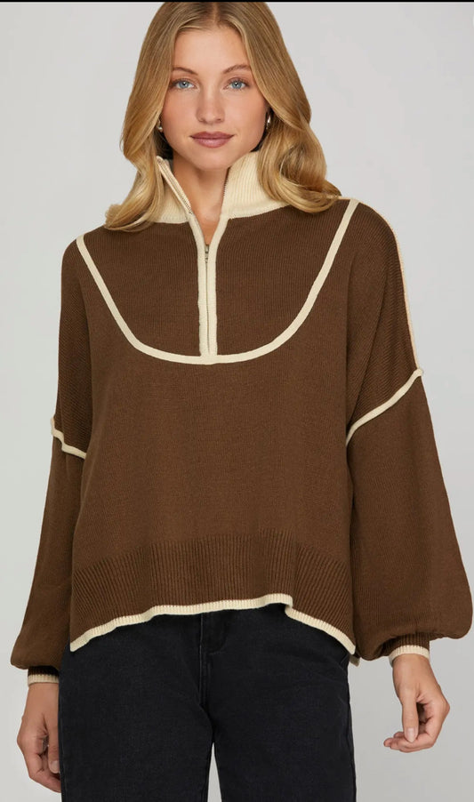 Long Sleeve Half Zip Sweater