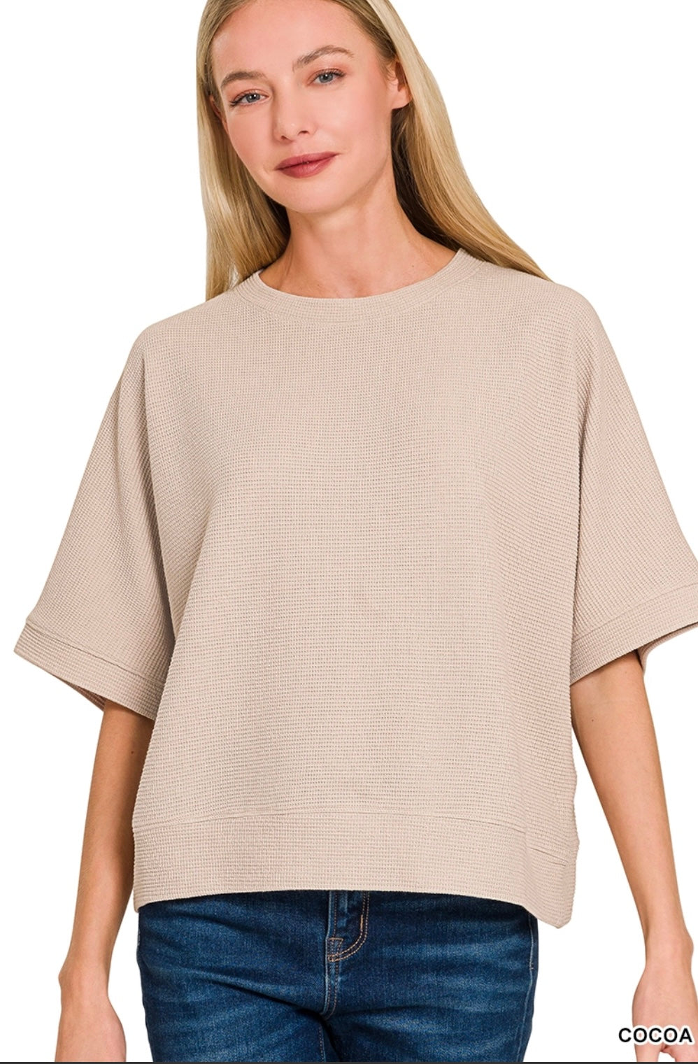 Double Knit Banded Bottom Short Sleeve Top