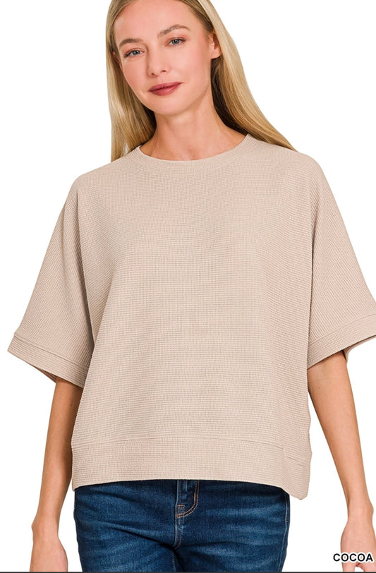 Double Knit Banded Bottom Short Sleeve Top