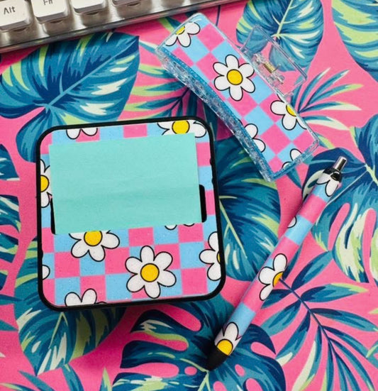 Post it note, pen & hair clip 3 piece  floral set