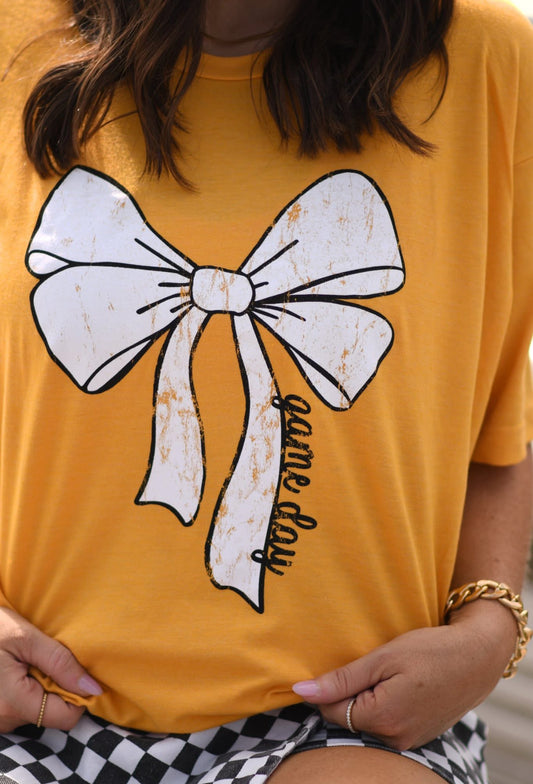 Gold "Gameday" Bow Tee