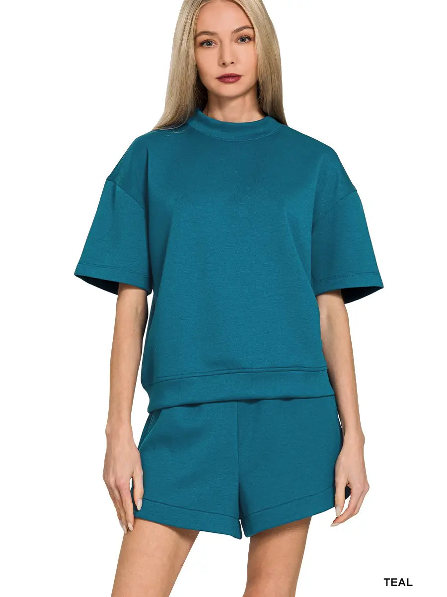 Scuba High Neck Top And Shorts Set