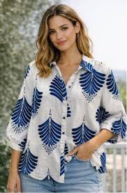Front Button Light Weight Feathered Blouse