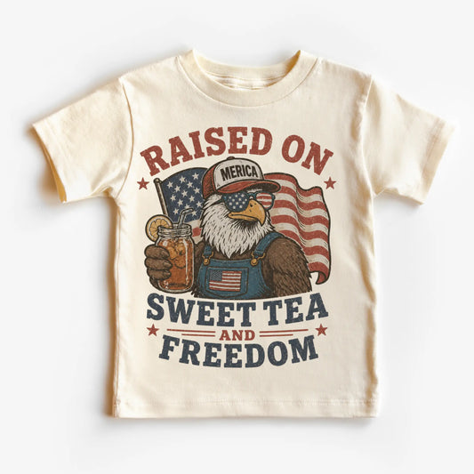 Raised On Sweet Tea And Freedom Kids Tee