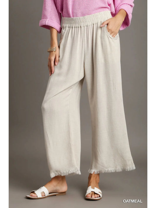 Frayed Hem Wide Leg Pants
