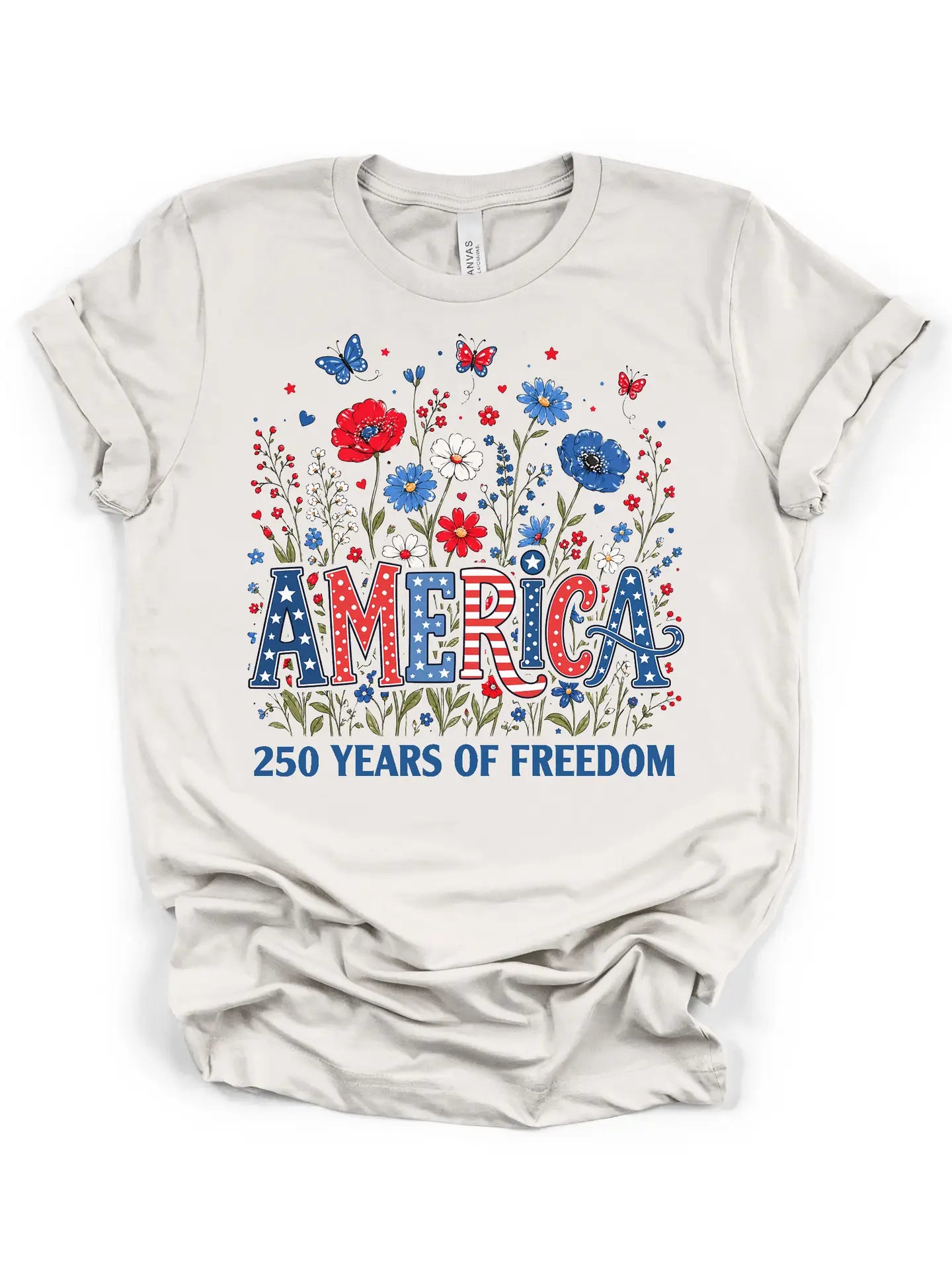 America 250 Years Of Freedom Floral Tee