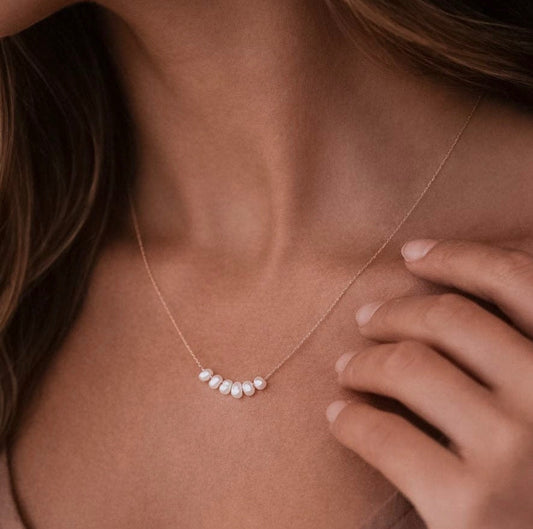 Dainty Gold Necklace with Pearl accents