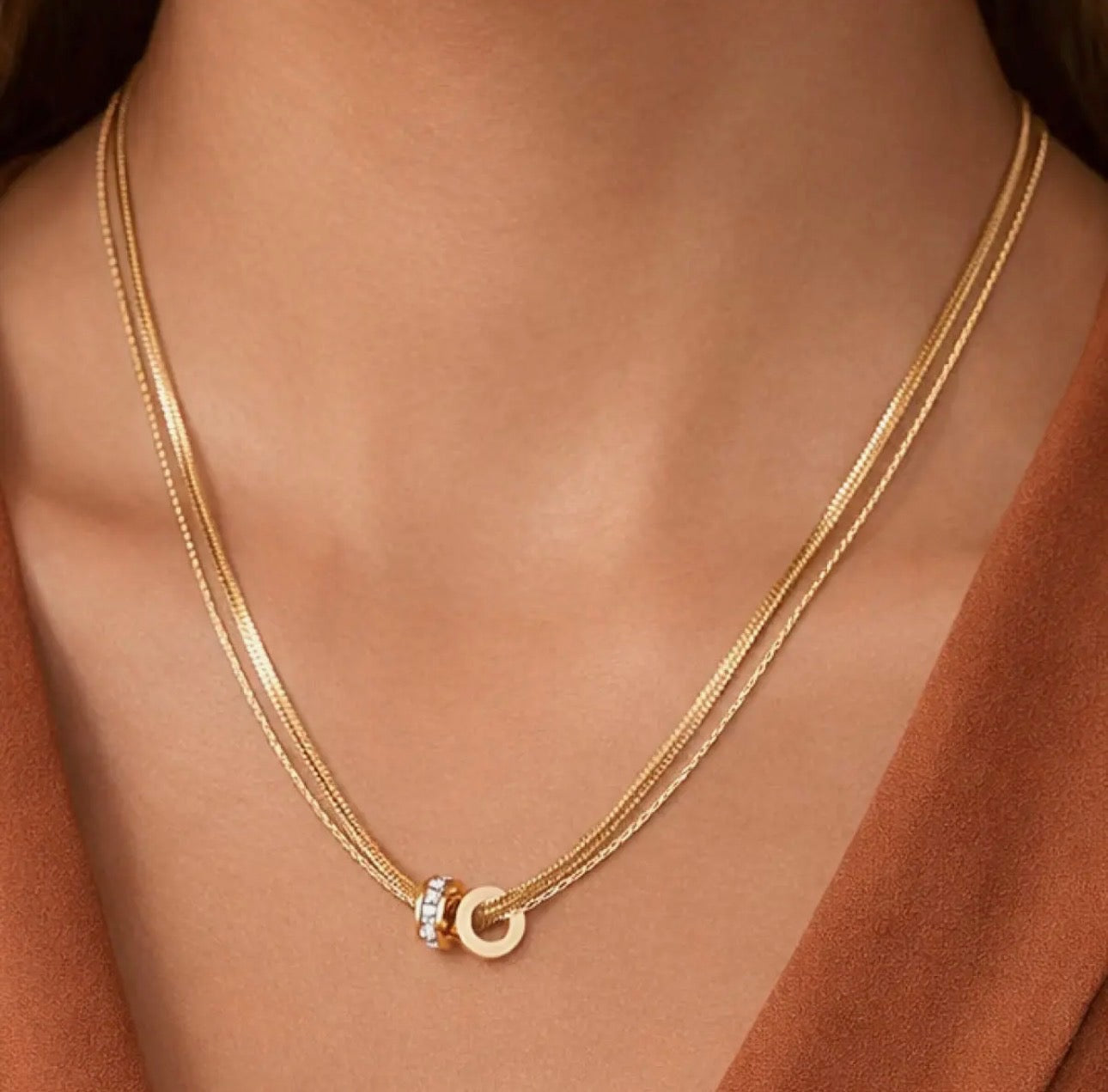 Layered Gold Necklace with Pendant
