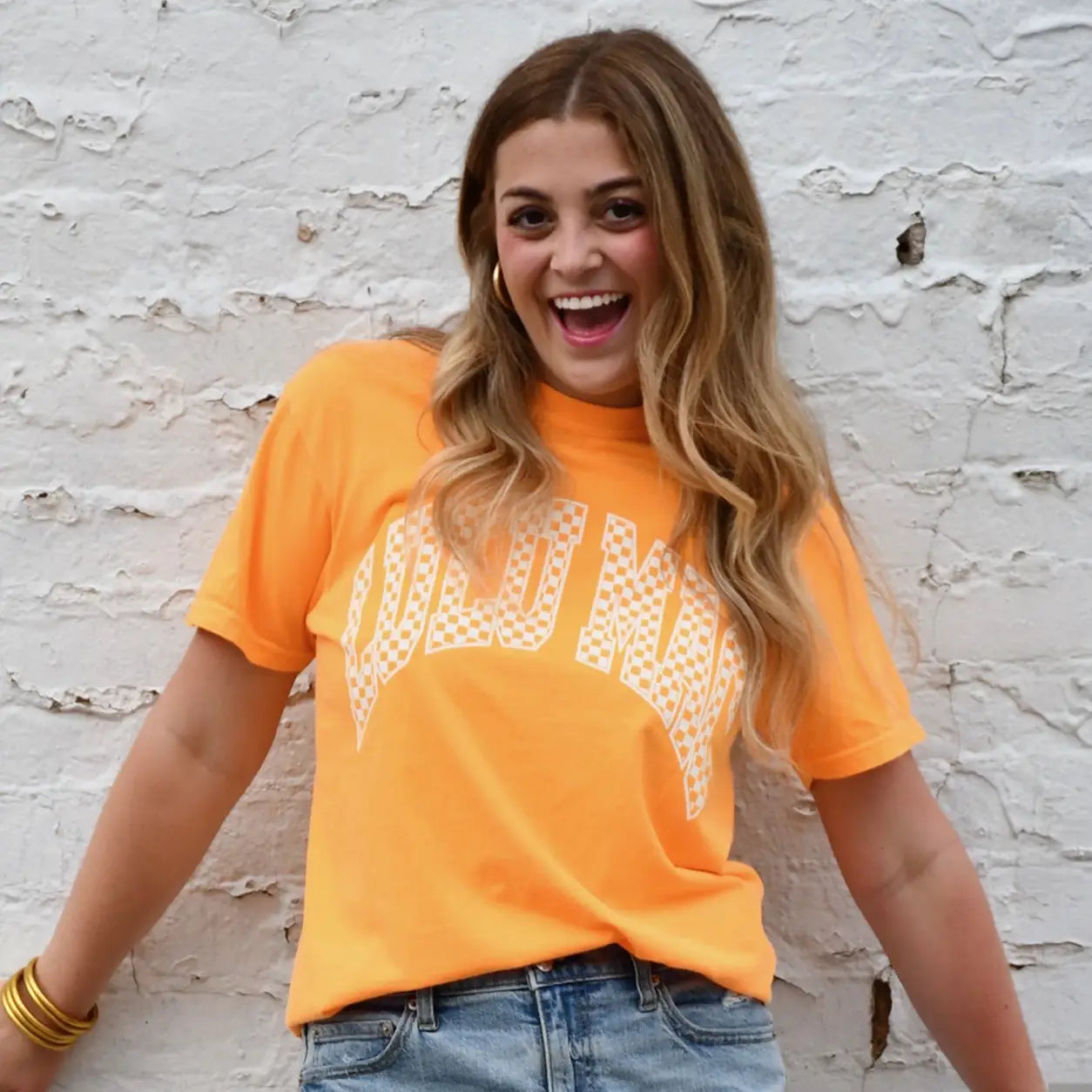 LULUMAC Checkered Orange Comfort Colors Tee