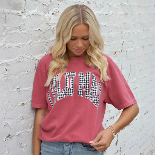 LULUMAC Maroon Houndstooth Comfort Colors Tee