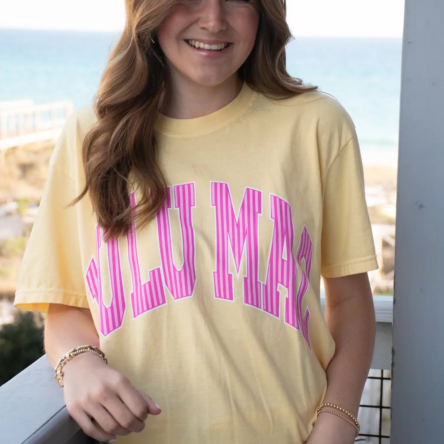 LULUMAC Yellow Striped Comfort Colors Tee