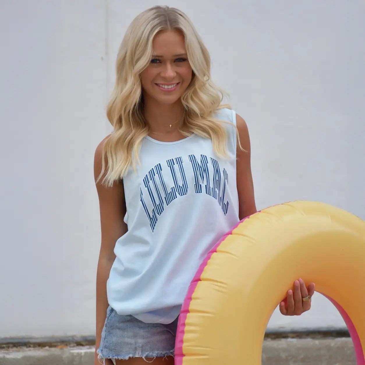 LULUMAC Blue Polkadot Comfort Colors Tank Top