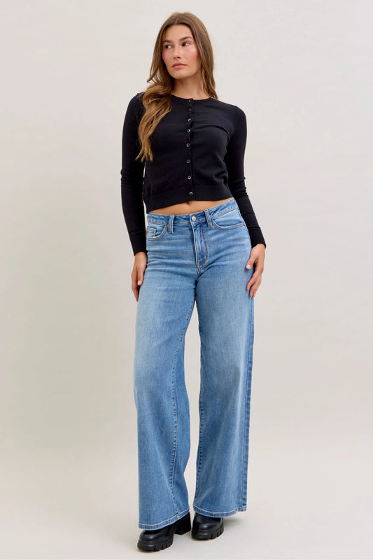 Judy Blue Mid Rise Retro Wide Leg Denim