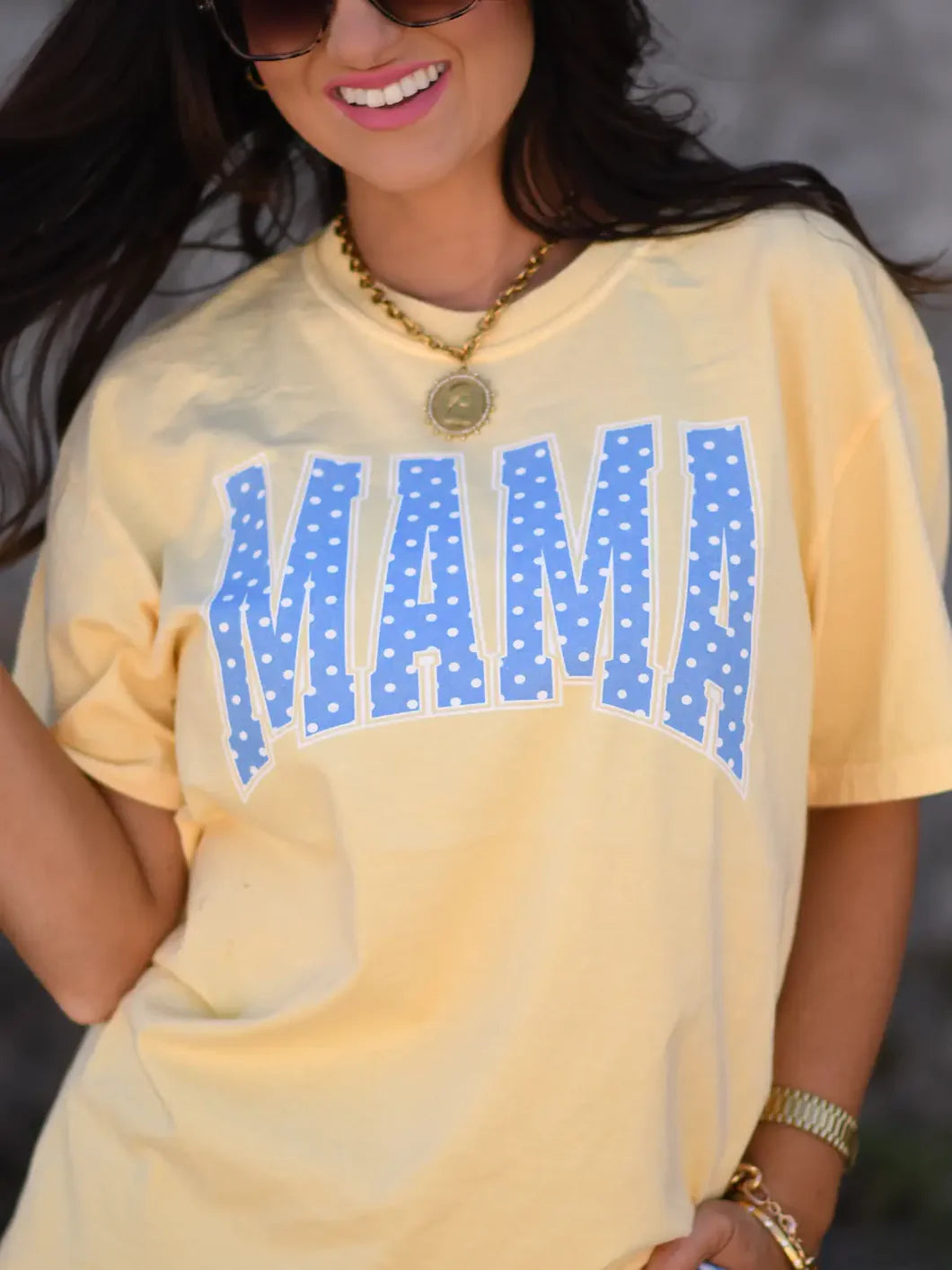Yellow Polka Dot Mama Tee