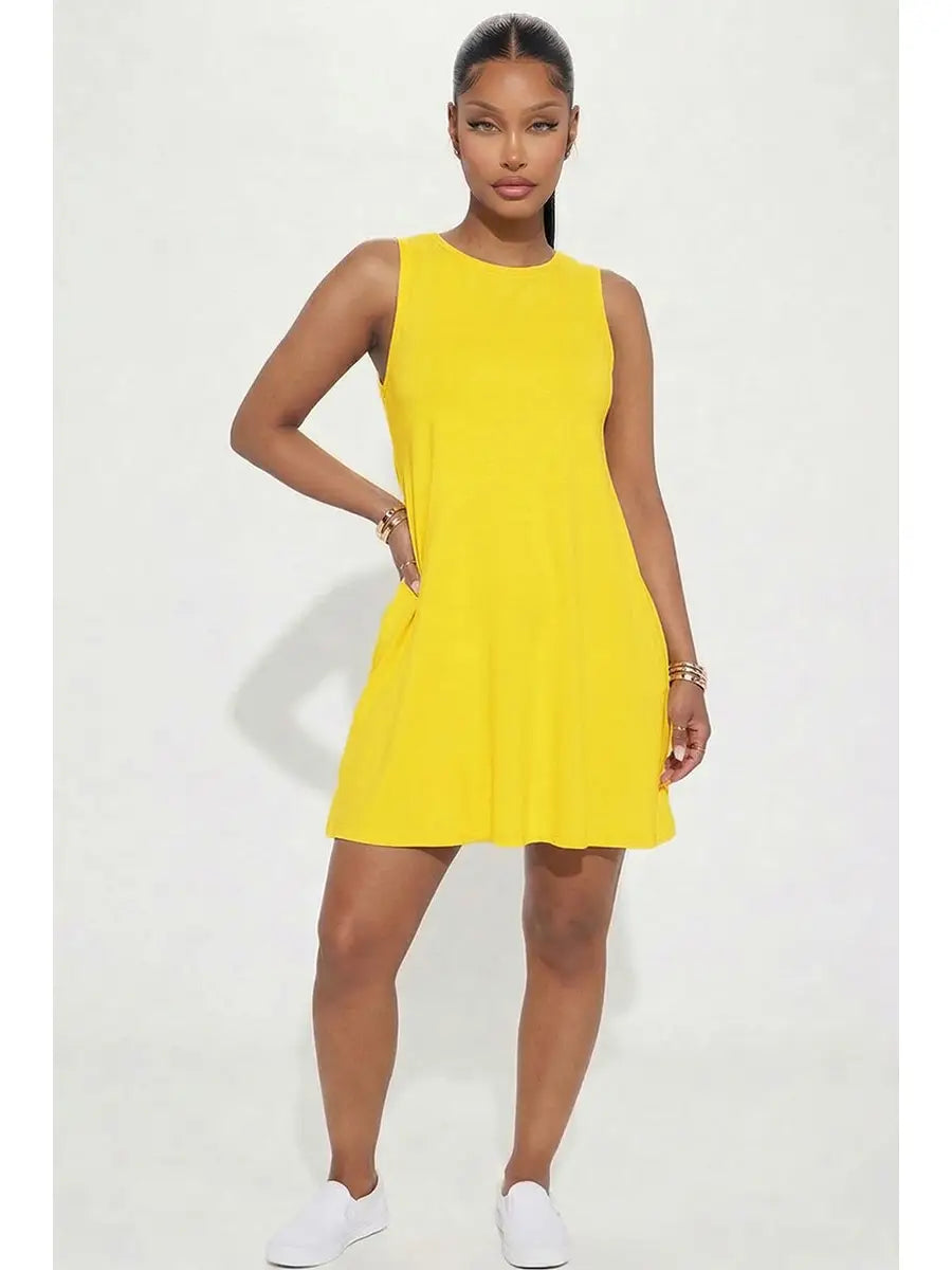 Comfy Sleeveless Flare Mini Dress