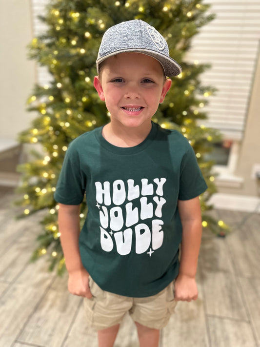 Holly jolly dude kids tee