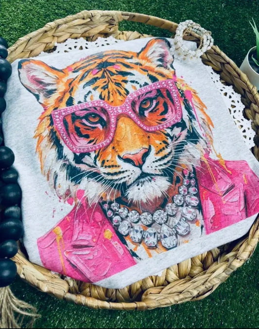 Bedazzle Tiger Pink Tee