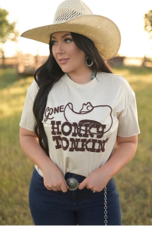 Gone Honky Tonkin’ Embroidered Tee