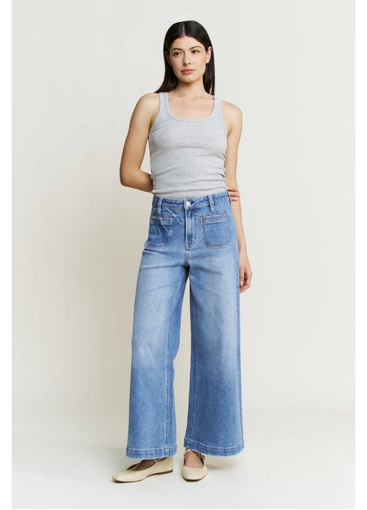 Mica High Rise Ankle Wide Leg Jeans