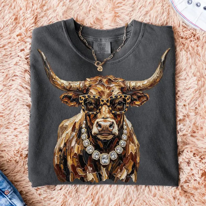Bedazzled Longhorn Comfort Colors Tee