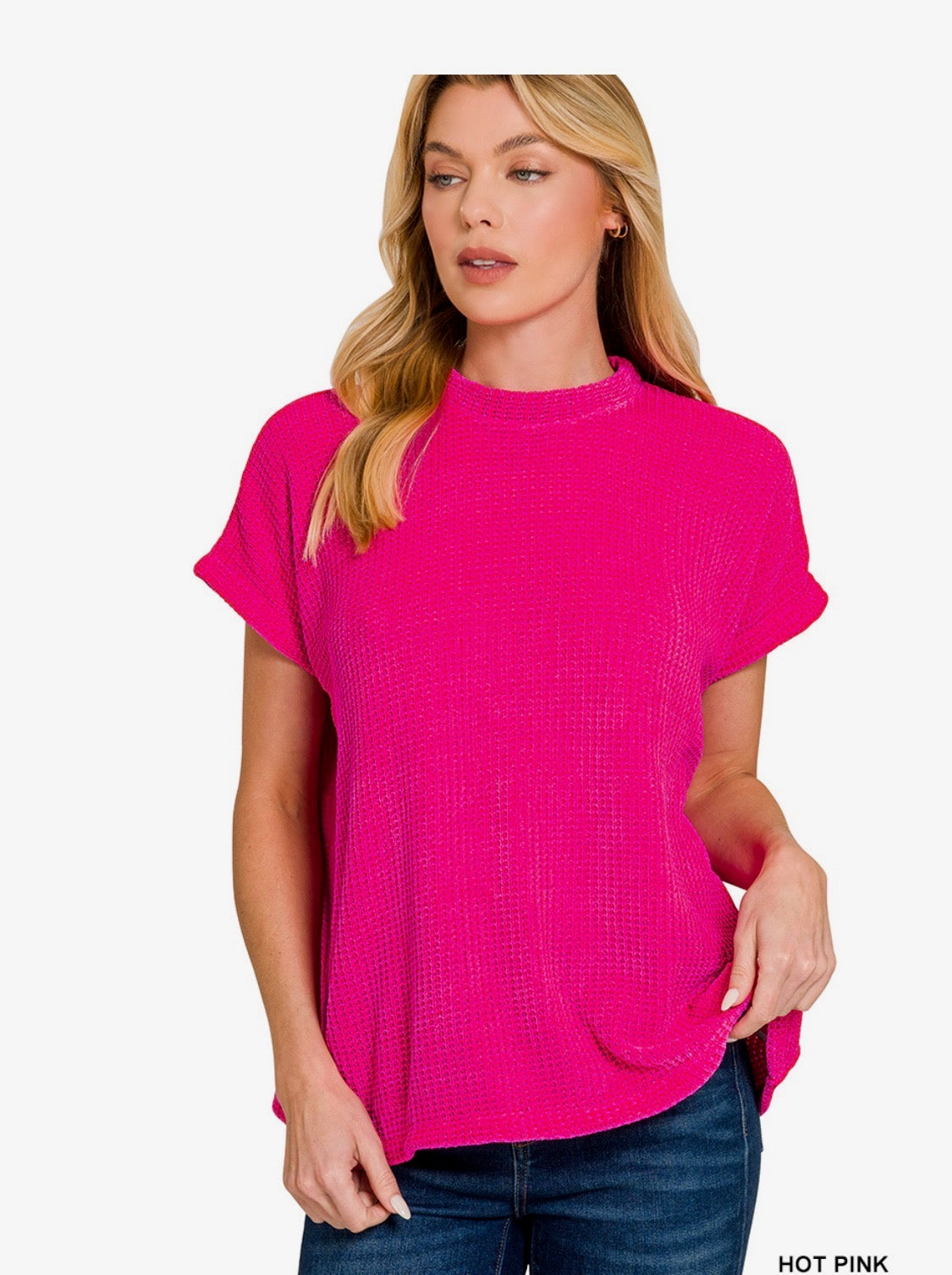 Chenille Waffle Cap Sleeve Sweater